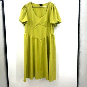 Cider Green Short Sleeve Midi Dress Women's 4XL